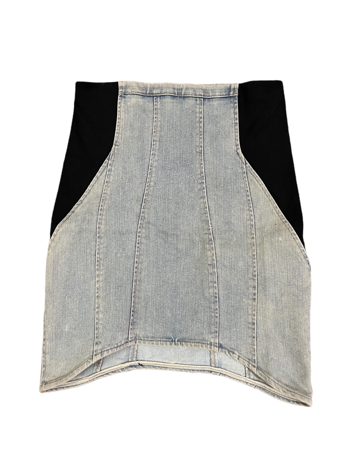 Vintage Helmut Lang Black/Distressed Jeans Mini Skirt - 1