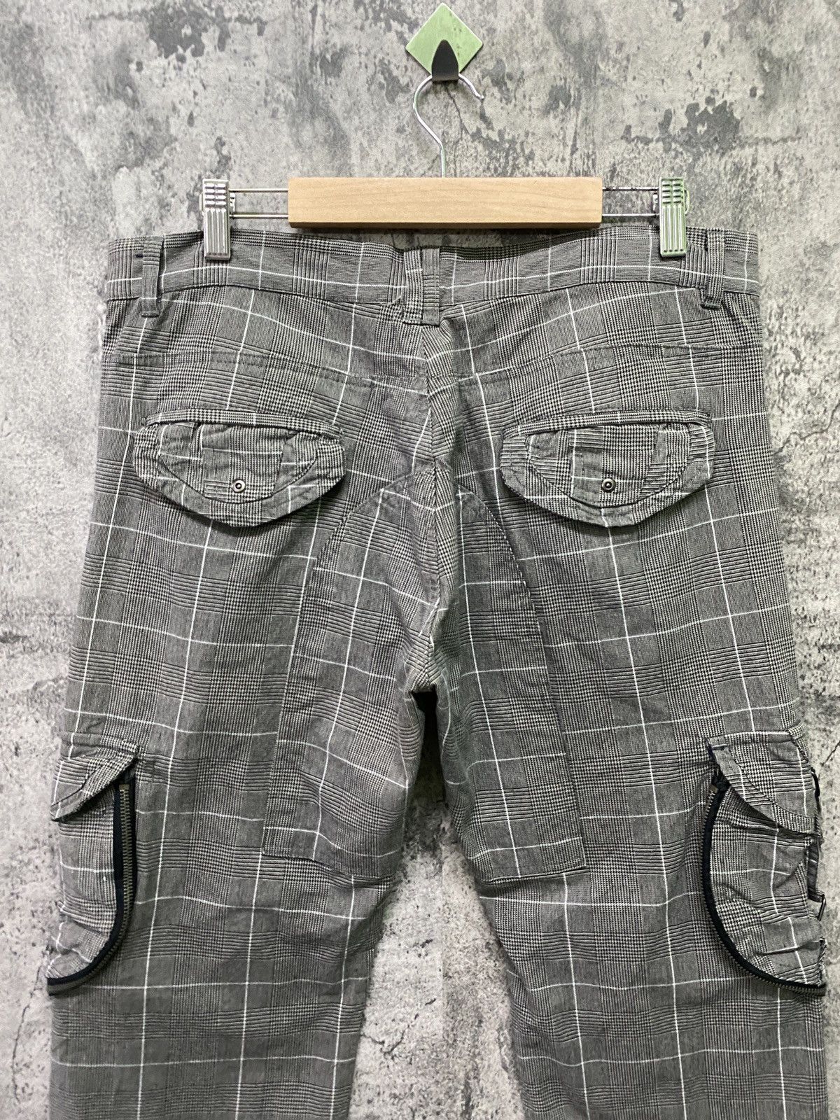 Japanese Brand - 31040=SKKONE Cargo Multipocket Checked Bondage Style Pant - 14