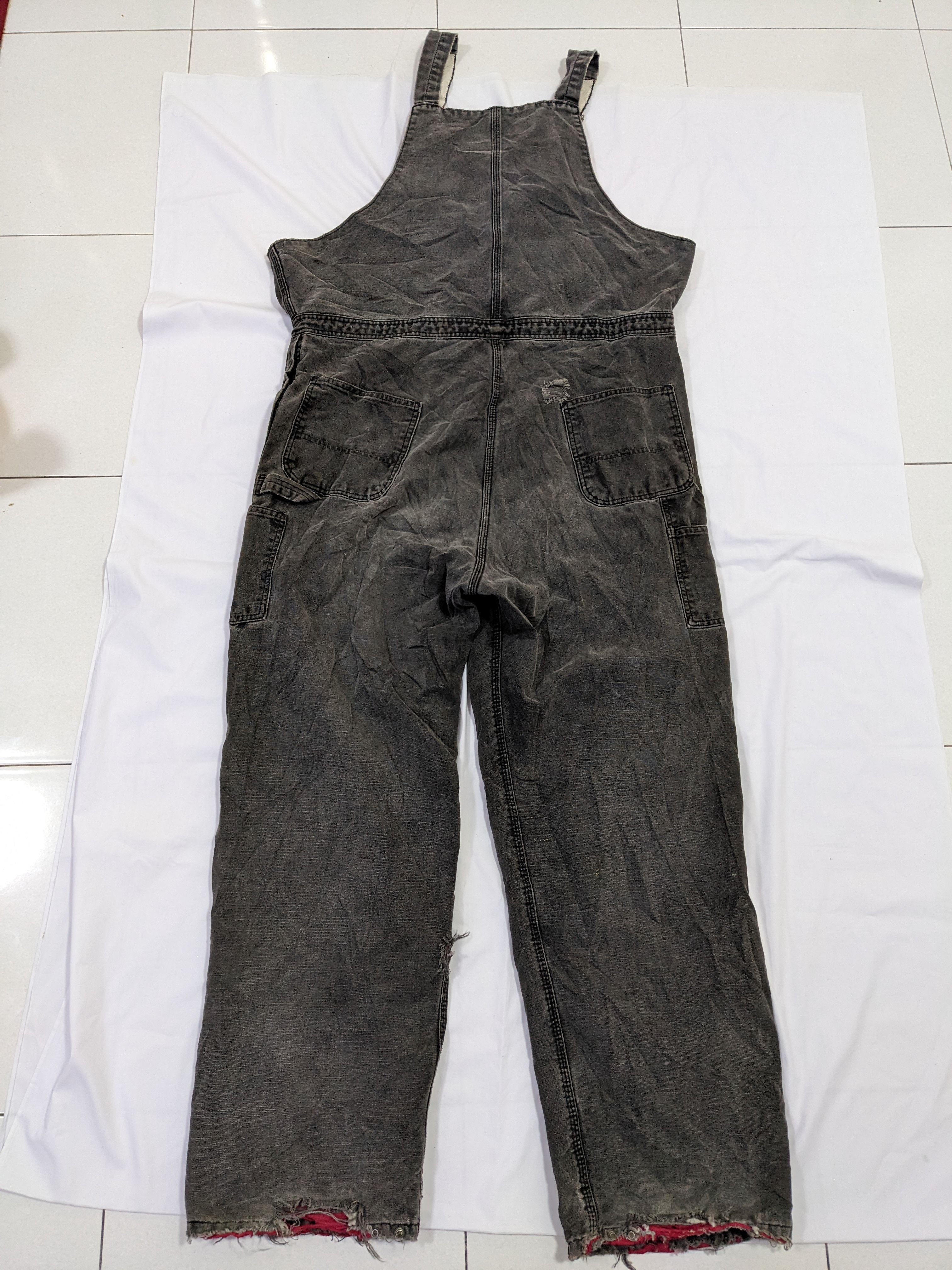 Vintage Carhartt Distressed Overall Bibs Faded Black 46x34 - 2