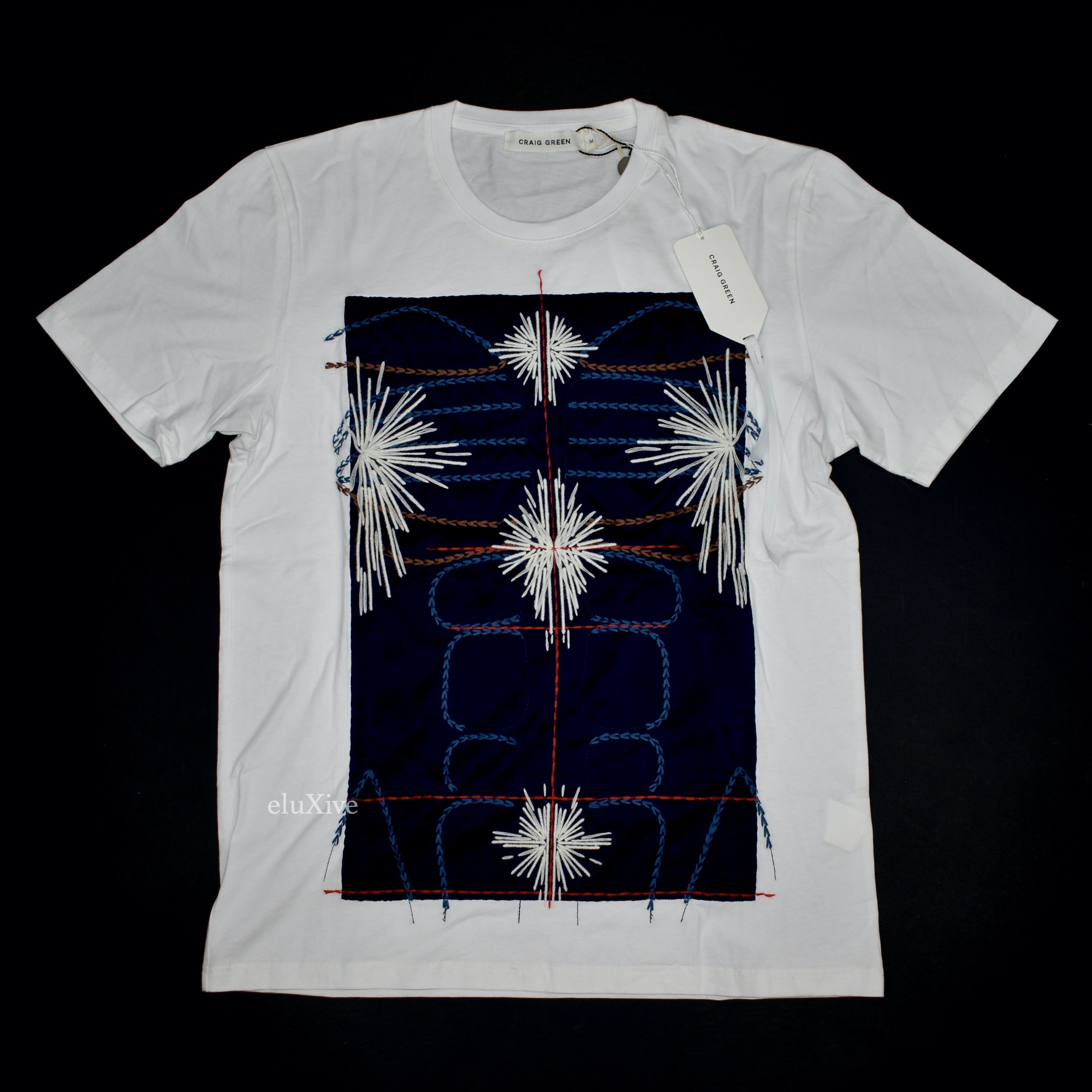 Craig Green Hand Embroidered T-Shirt White - 1