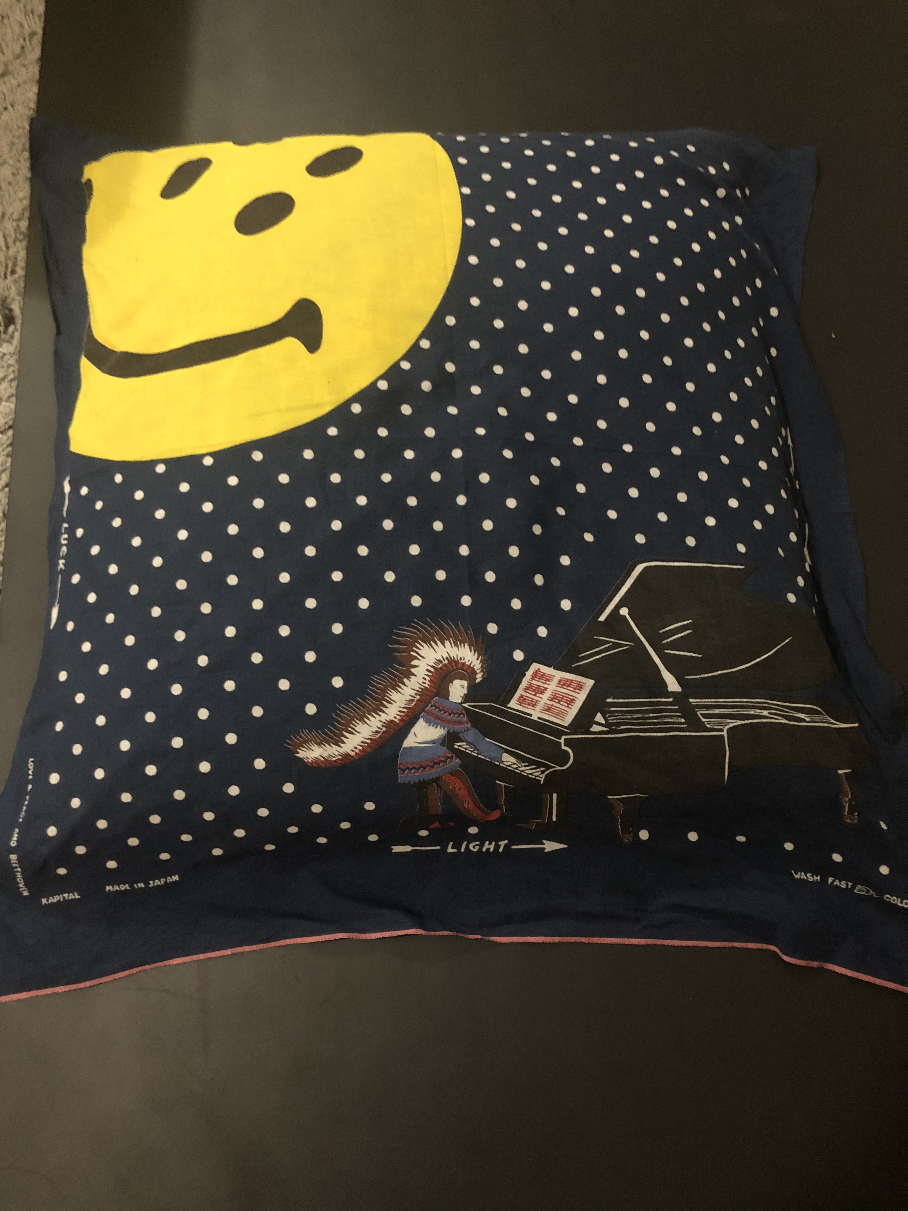 Kapital Navy Fastcolor Piano Rain Moon Smile Bandana - 2