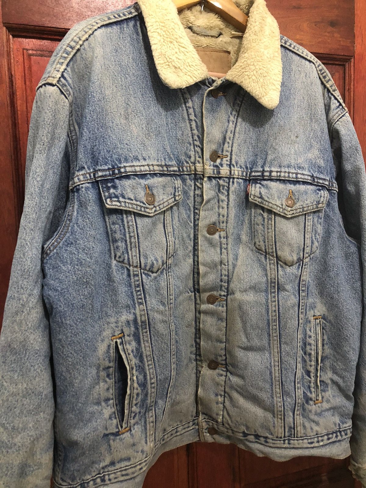 Vintage ❗️Levi’s Relaxed Trucker Distressed Jacket Sherpa - 5