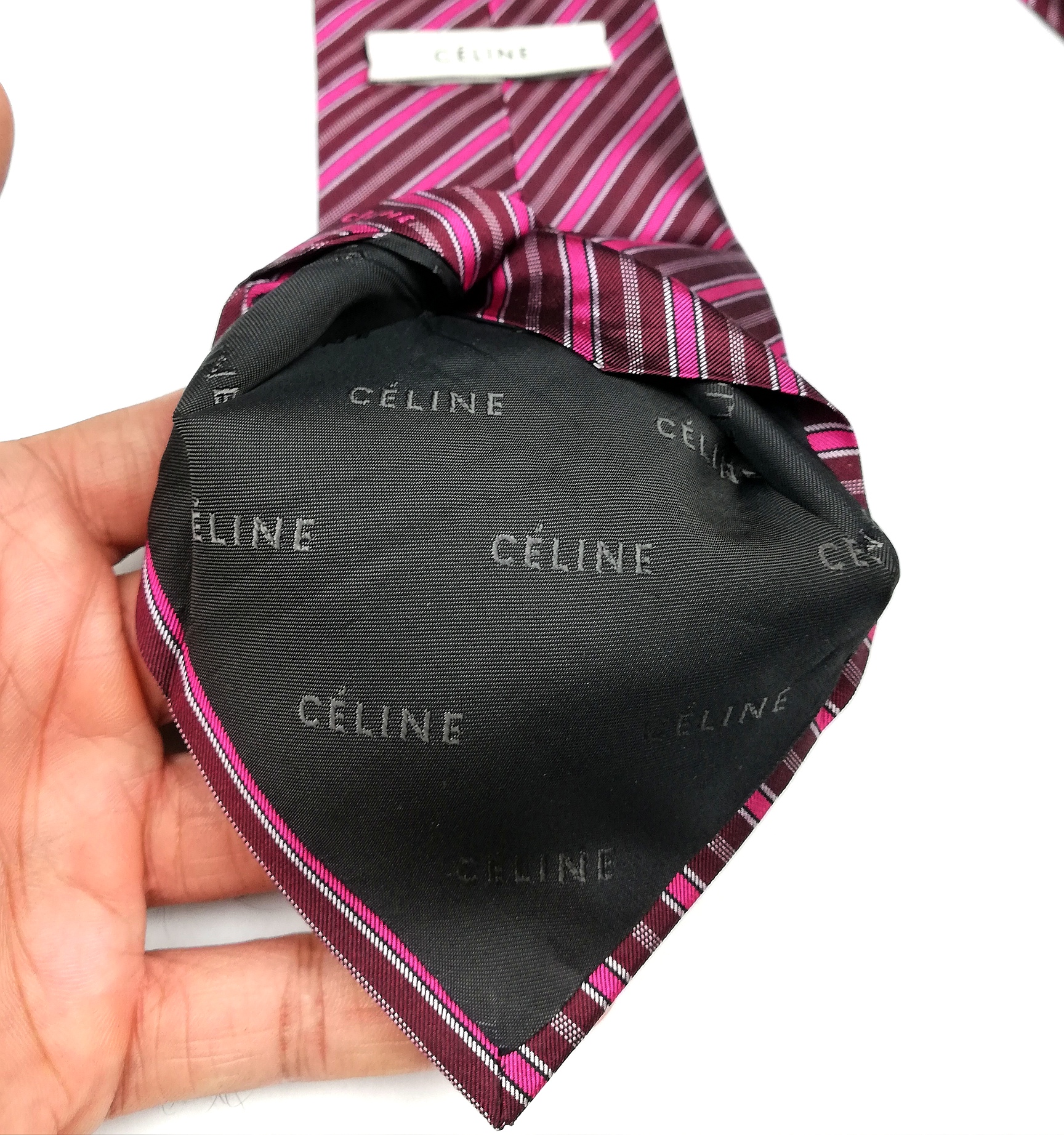 Celine Regimental Silk Tie made Italy Men Luxury Style - 5