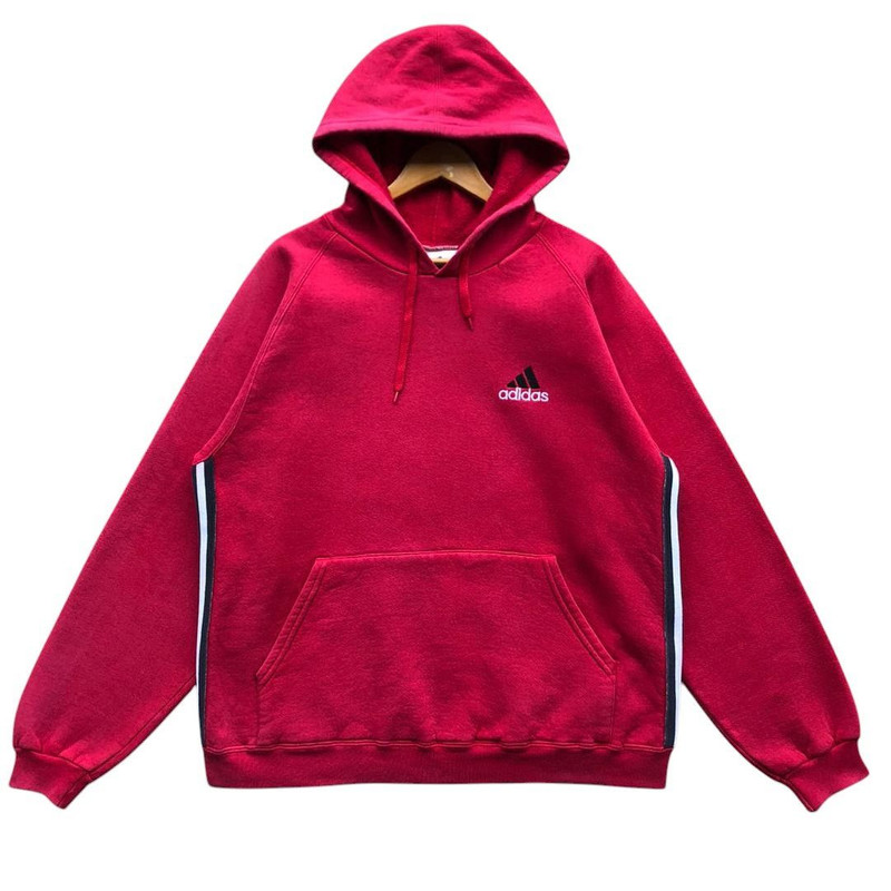 90’s vintage ADIDAS three stripe beautiful faded hoodie - 1