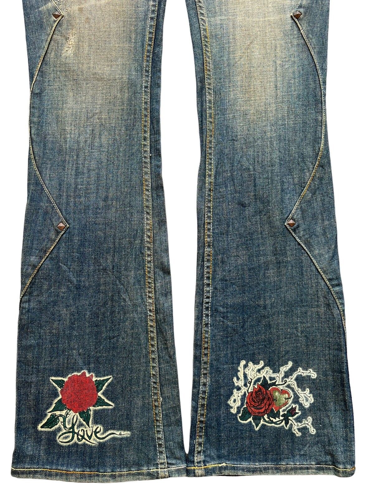 Archival Clothing - Vintage Gotchic Bones Mudwash Punk Flare Denim Jeans 28x33 - 5