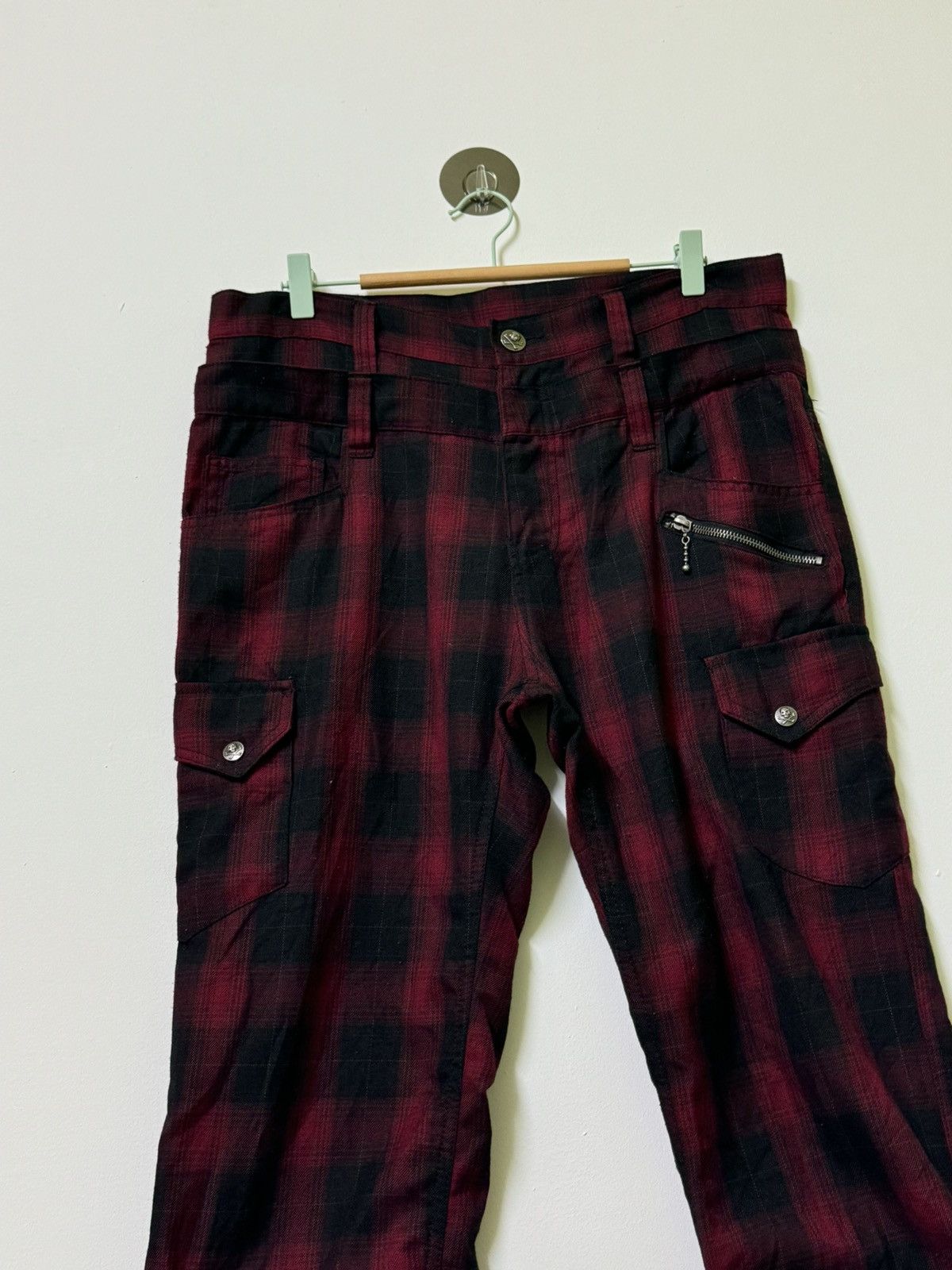 VINTAGE PLAID TARTAN DOUBLE FOCUS STACKED PANT - 4