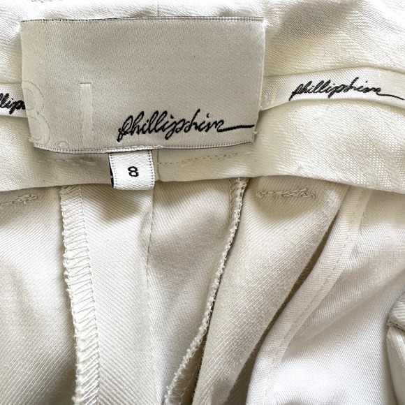 Phillip Lim Straight Leg Dress Pants Cotton Hook & Eye Zip Minimalist White 8 - 2