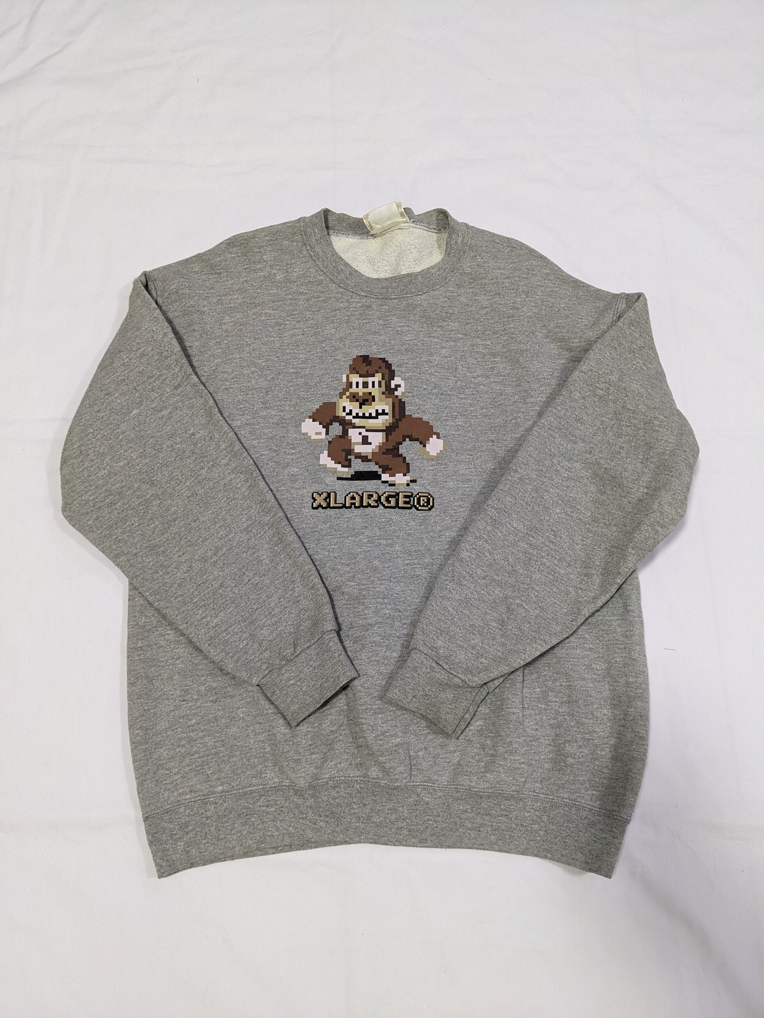 Vintage XLarge Pixelated Ape Gray Mens Sweatshirt Pixel - 2