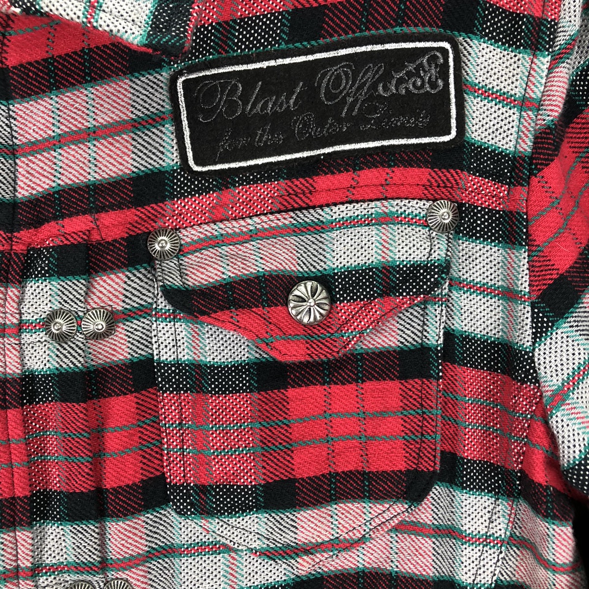 Japanese Brand - Vintage Flannel Checkered Jacket Chrome Heart Style Design - 13