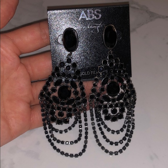 ABS Allen Schwartz - ABS Black Statement Dangle Chandelier Earrings - 2