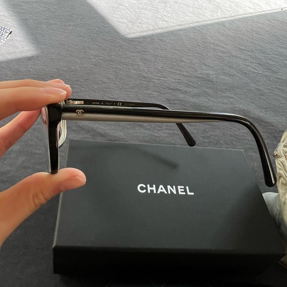 Chanel Women's Glasses Italy with Case Box EUC Grey Black Logo Acetate 54-17 140 - 12