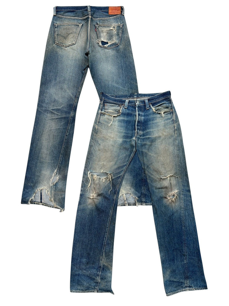 Vintage 90s Levis 501XX Selvedge Distressed Denim Jeans - 1