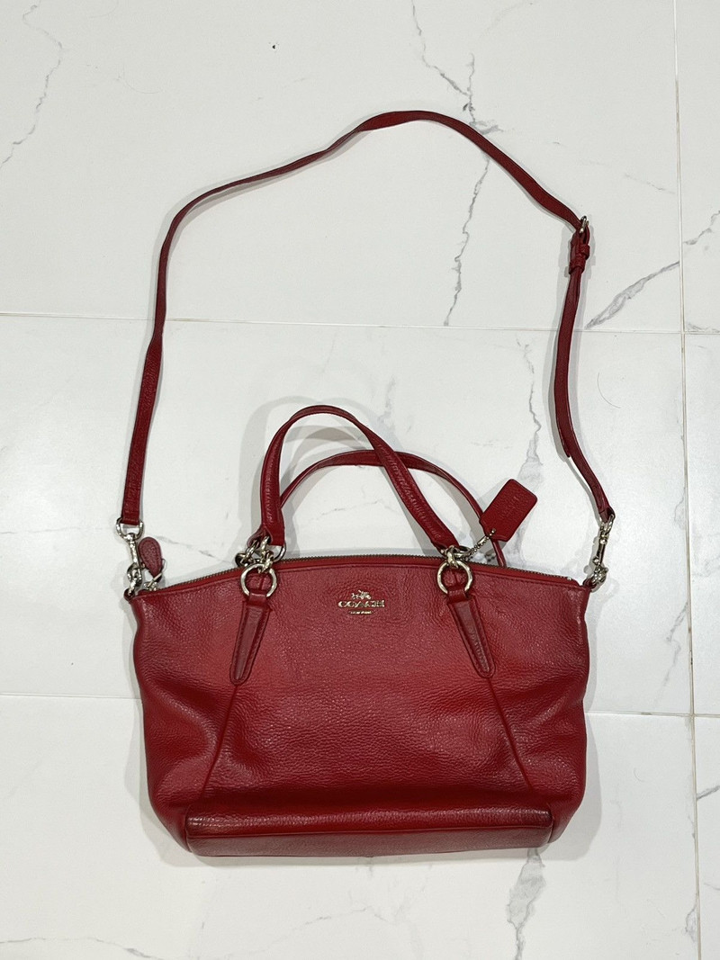 Coach Small Kelsey Satchel Red Pebbled Bags - 1