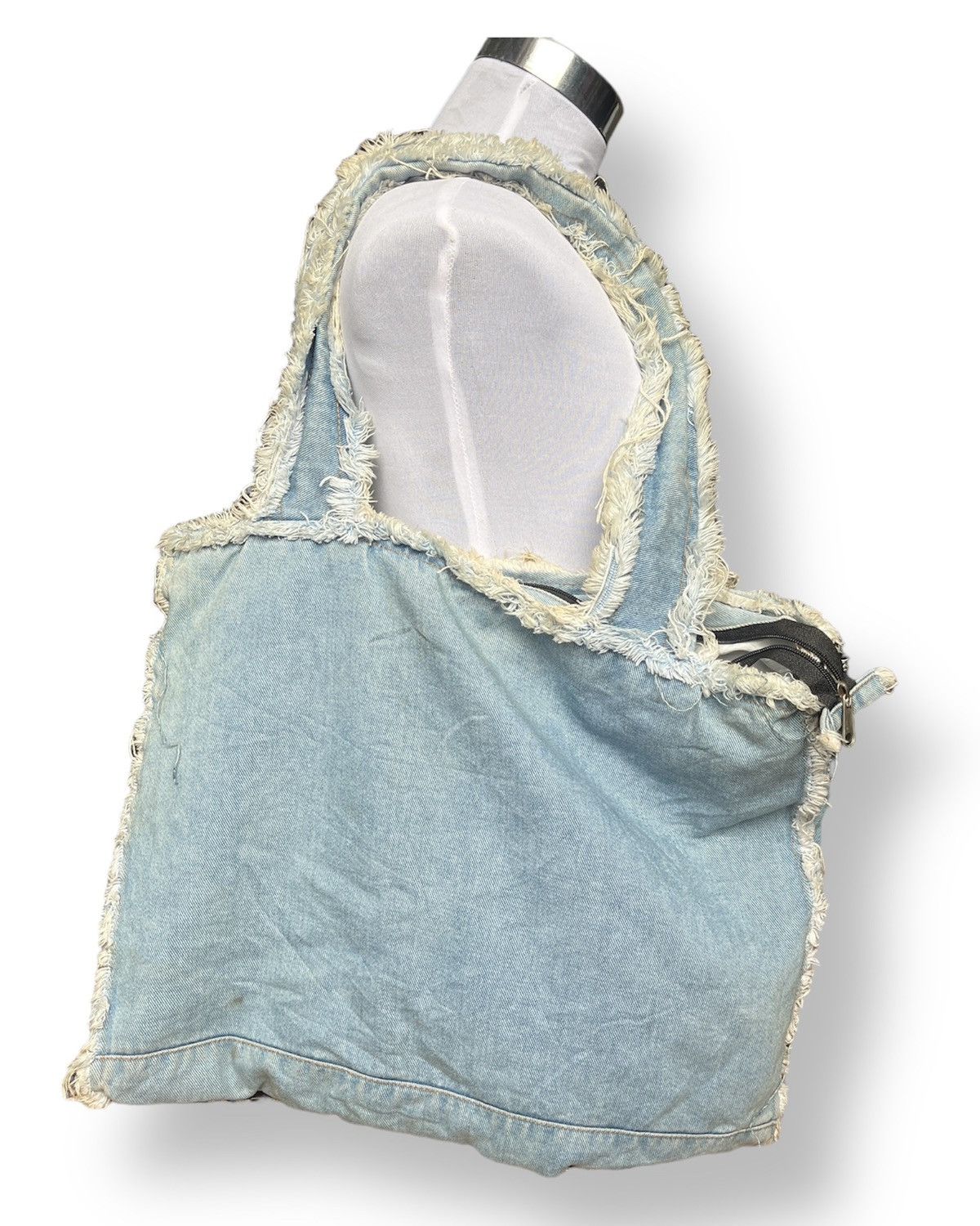 Distressed Denim - Rare! Denim Blue Custom 'Birkin' Tote Bag - 4