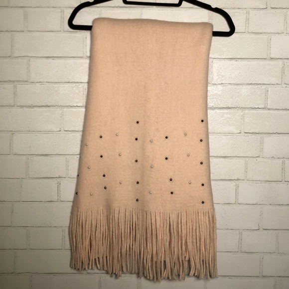 Lemon - Cashmere Feel Pearl Embellished Knit Scarf - 2