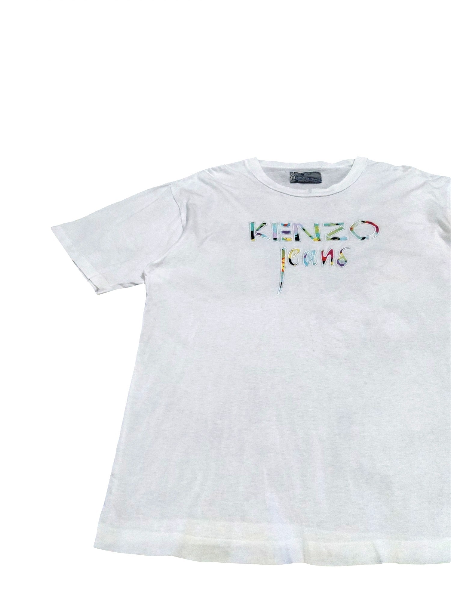 RARE! VTG 80s KENZO JEANS VIBRANT BIG SPELL OUT EMBROIDERED - 3