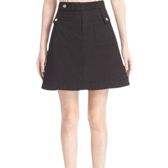 See By Chloe Jupe Skirt A-Line NWT Braided Belt Denim Skirt 44 Medium - 1