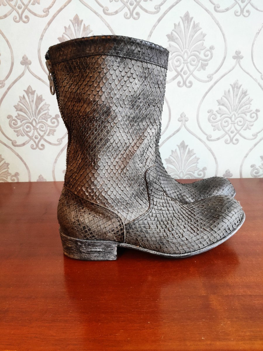 NWOT! Python effect guidi leather boots - 4