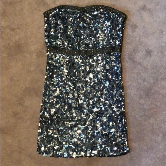 Free People Beads + Leather Strapless Sequin Dress - 10