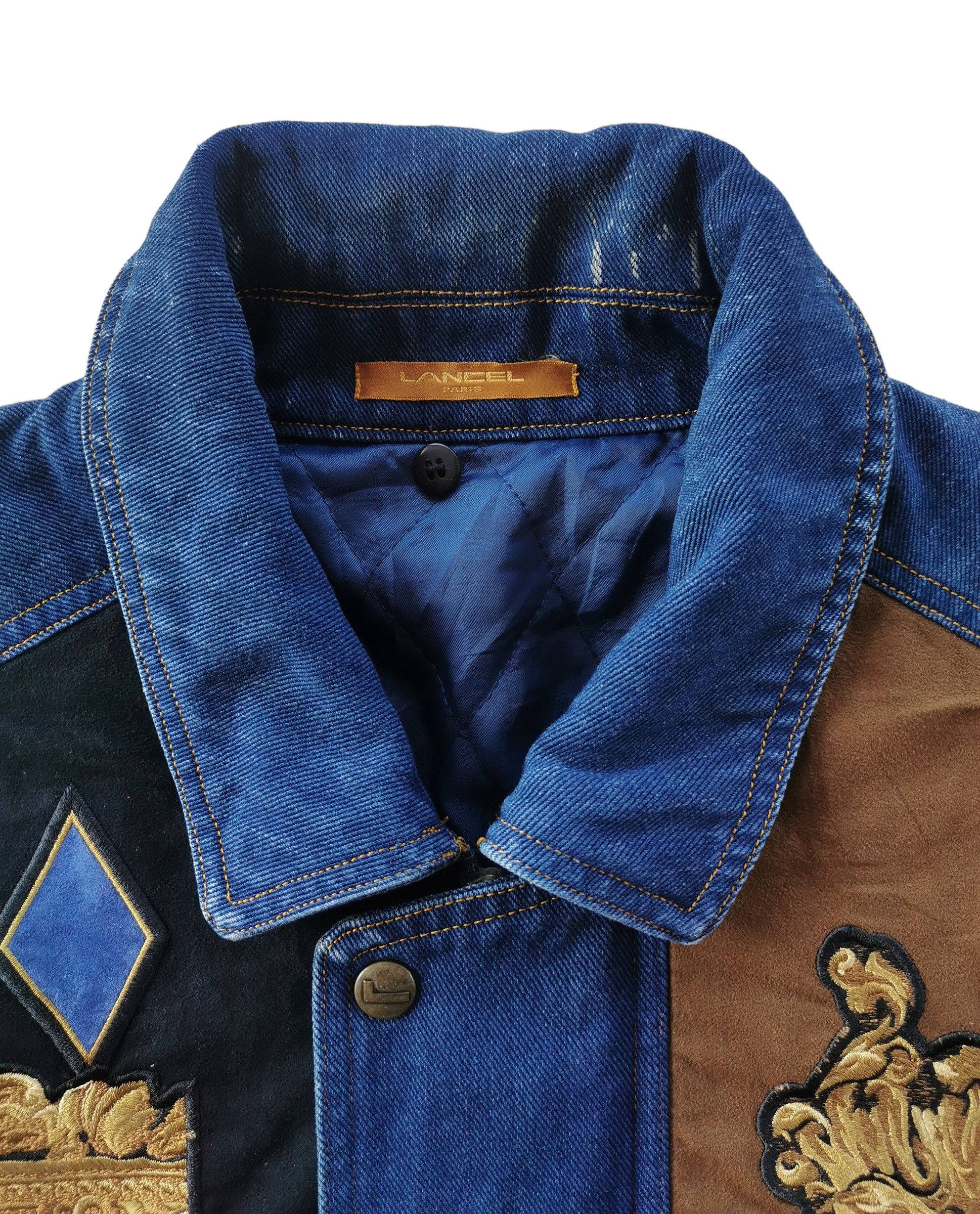 Vintage Lancel Paris Embroidery Patches Denim Jacket - 9