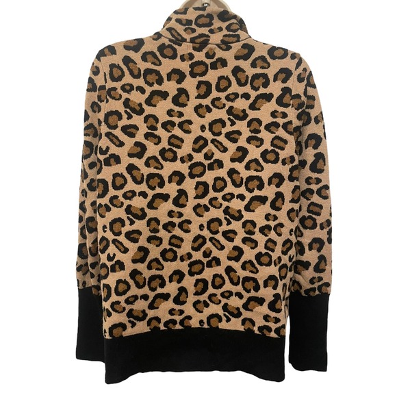 Rachel Zoe Zip Up Knit Leopard Sweater Size Medium - 4