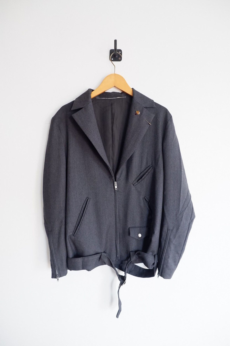 Vintage Taishi Nobukuni Wool Cupro Biker Belted Jacket - 1