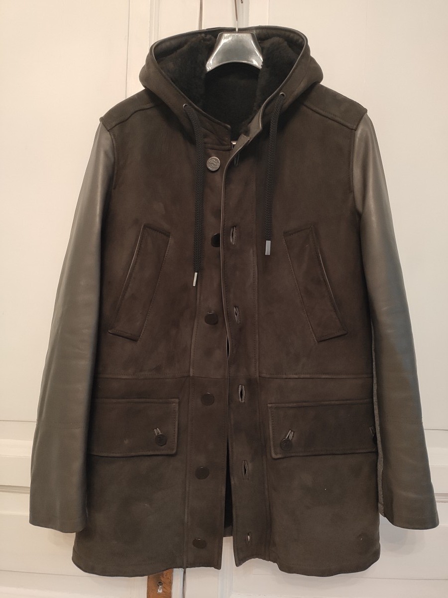Paolo Pecora - Shearling parka in khaki.Like Saint Laurent or Gucci - 1