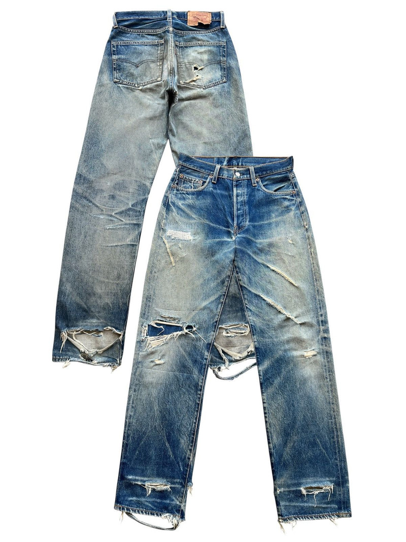 Vintage 90s Levis 501 Big E Selvedge Distressed Denim Jeans - 1
