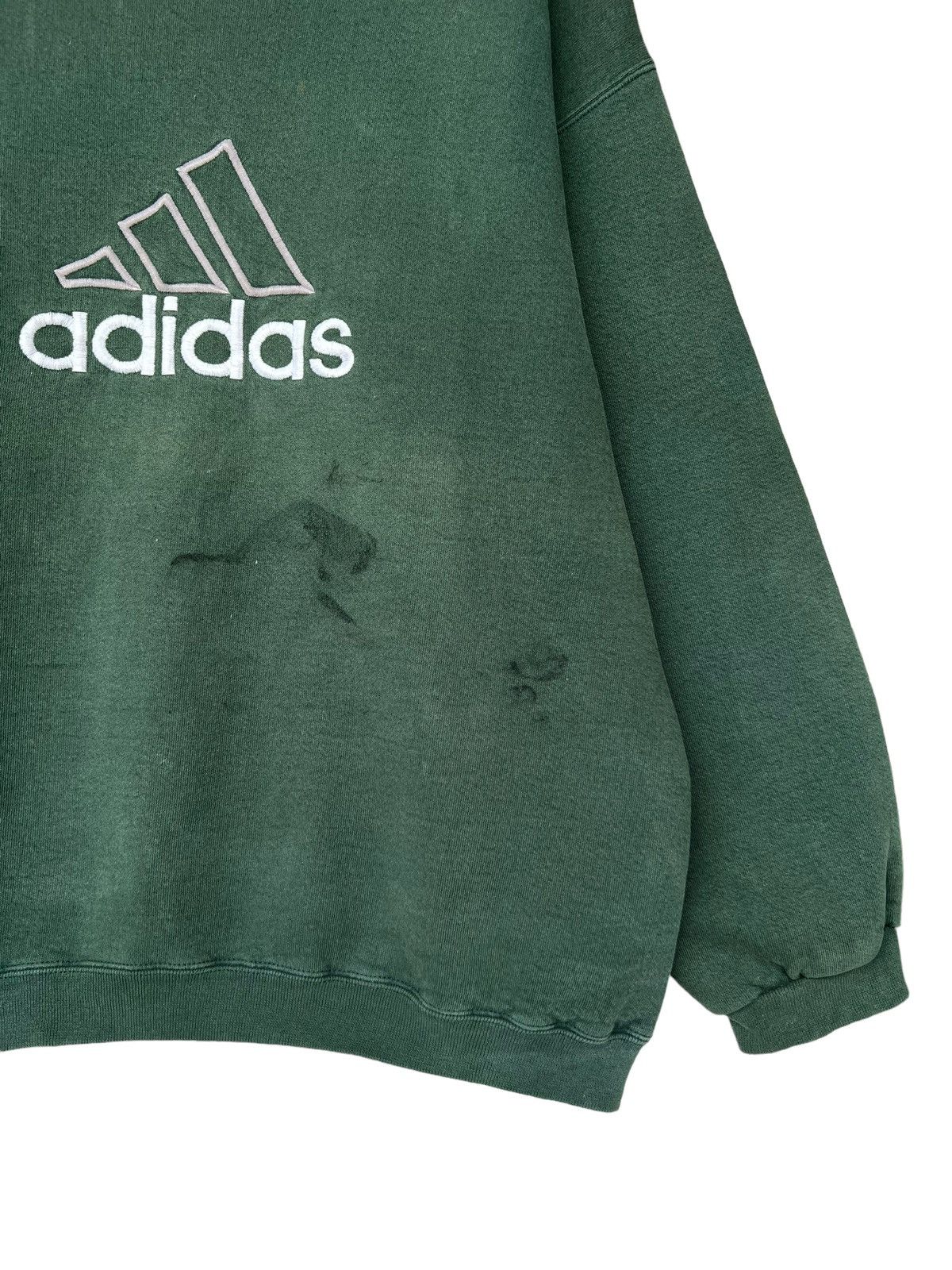 Vintage 90s Adidas Trefoil Biglogo Green Baggy Sweatshirt - 5