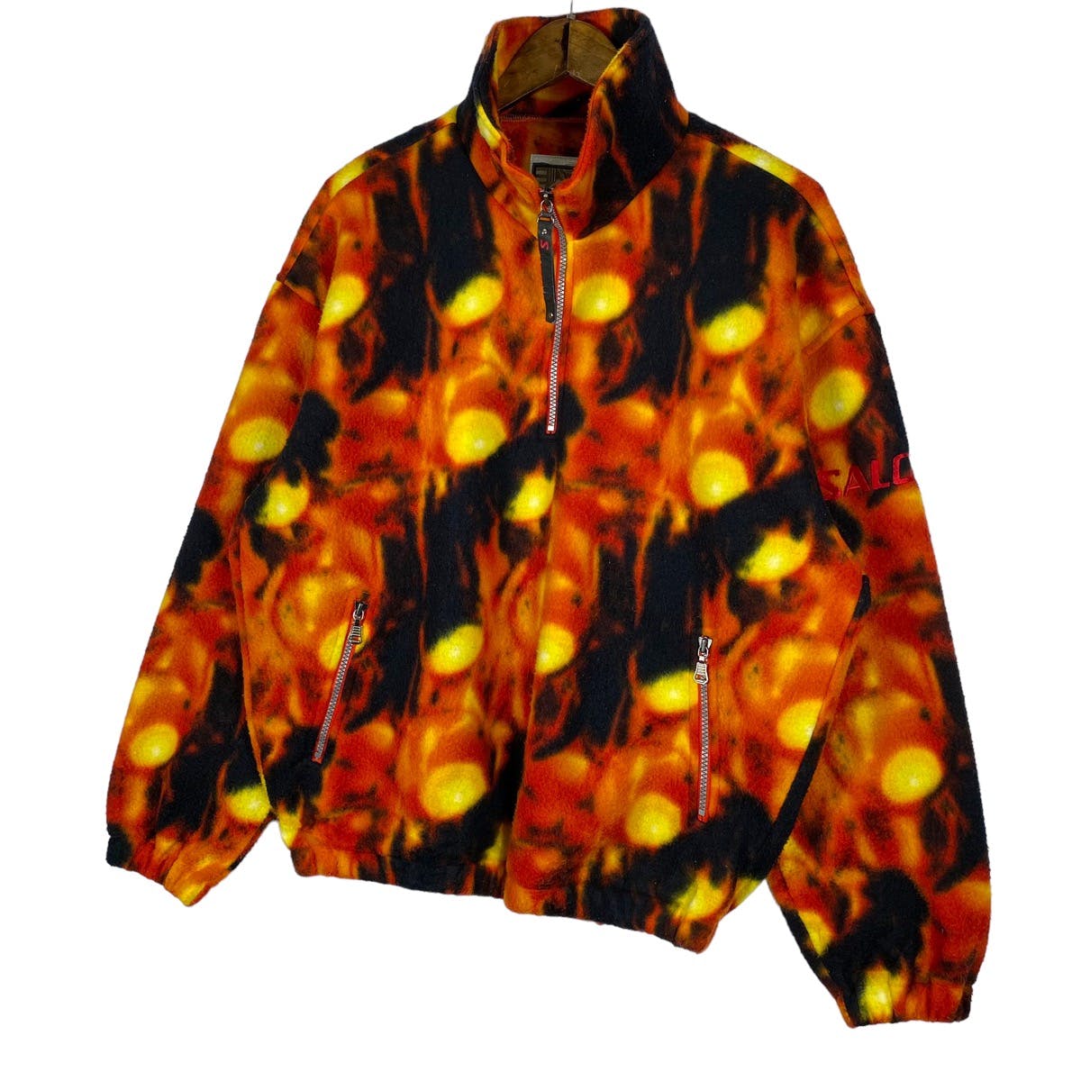 Vintage 90s Salomon Acid Flame Fleece Quater Zip Sweater - 4