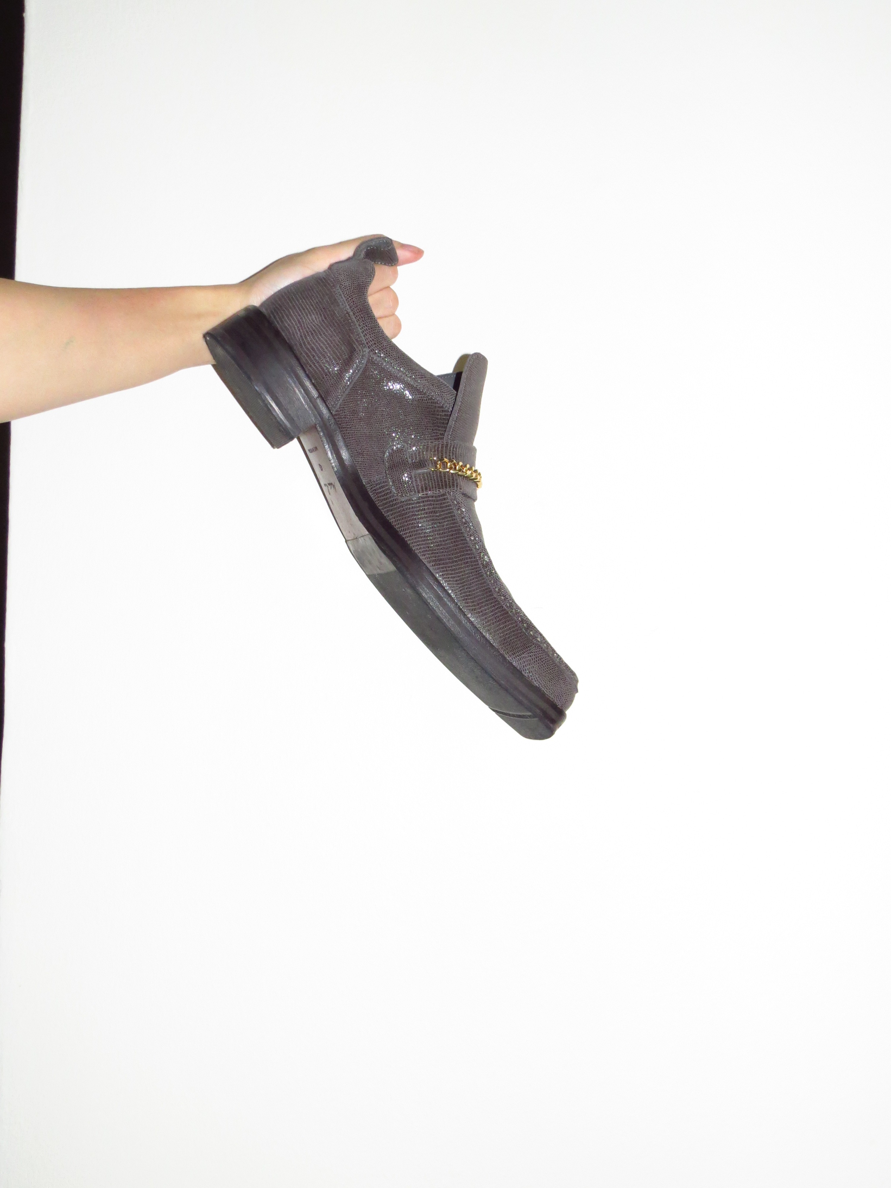 Martine Rose - Runway Lizard-skin Square-toe Chained Loafers - 7