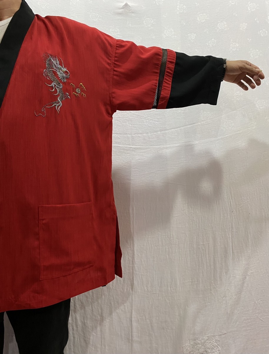 Japanese Brand - Modern Kimono Cardigan Embroidery Dragon Logo - 14