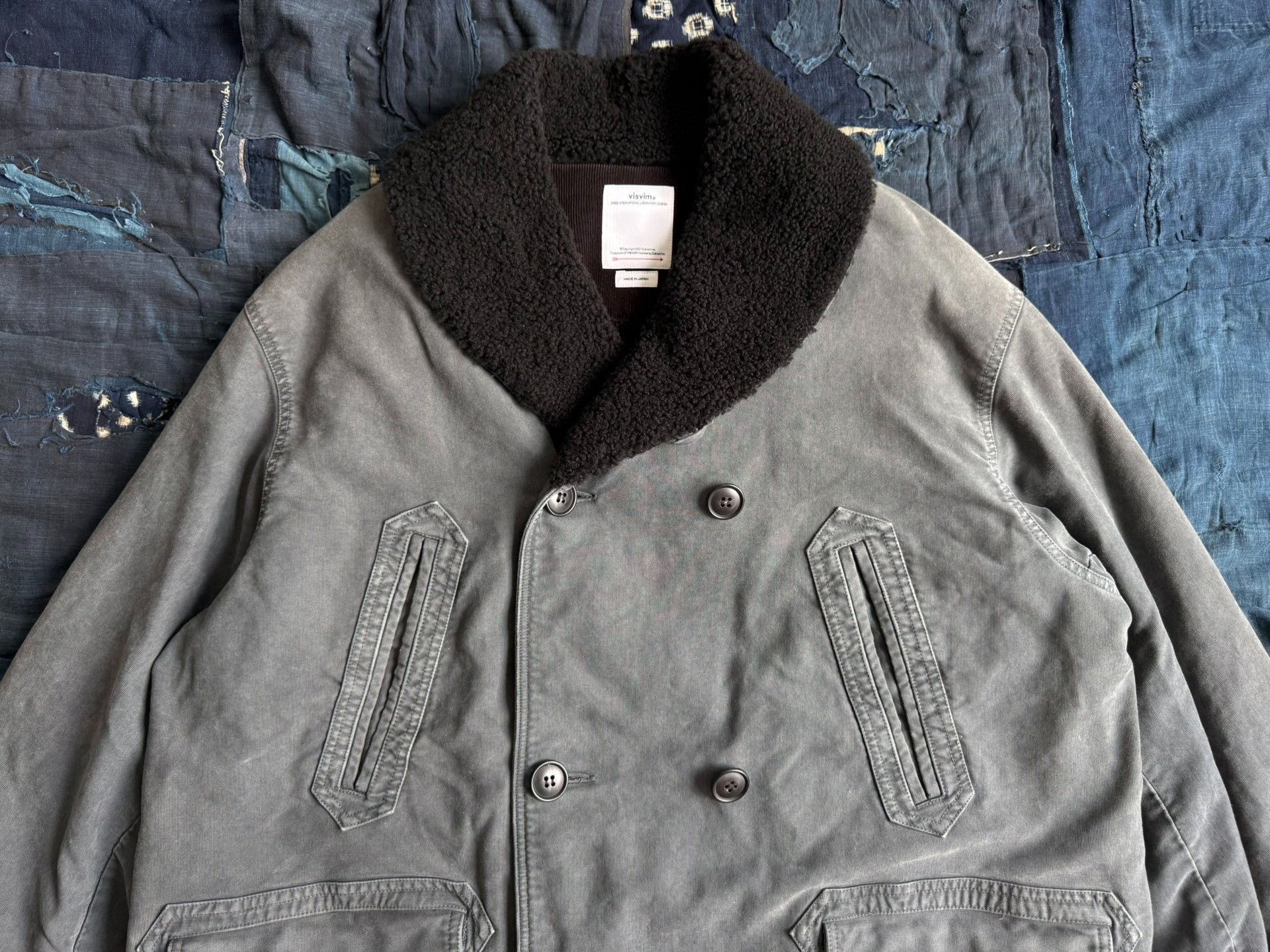 VISVIM 23AW FURLONG P.COAT distressed lambskin coat - 4