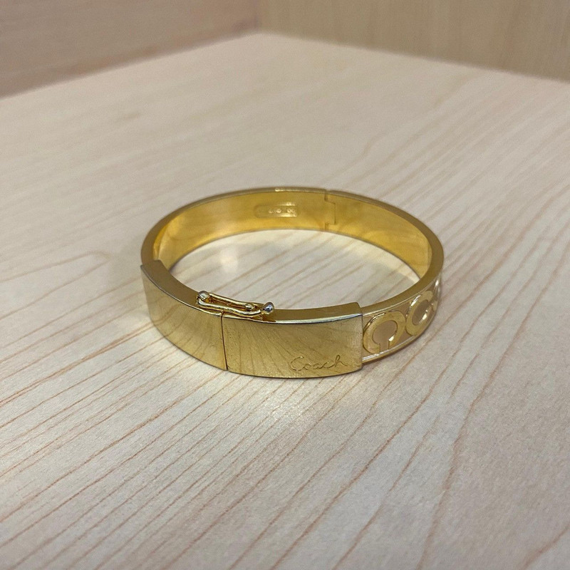 COACH Signature C Hinged Bangle Bracelet –Gold Tone Preloved - 1