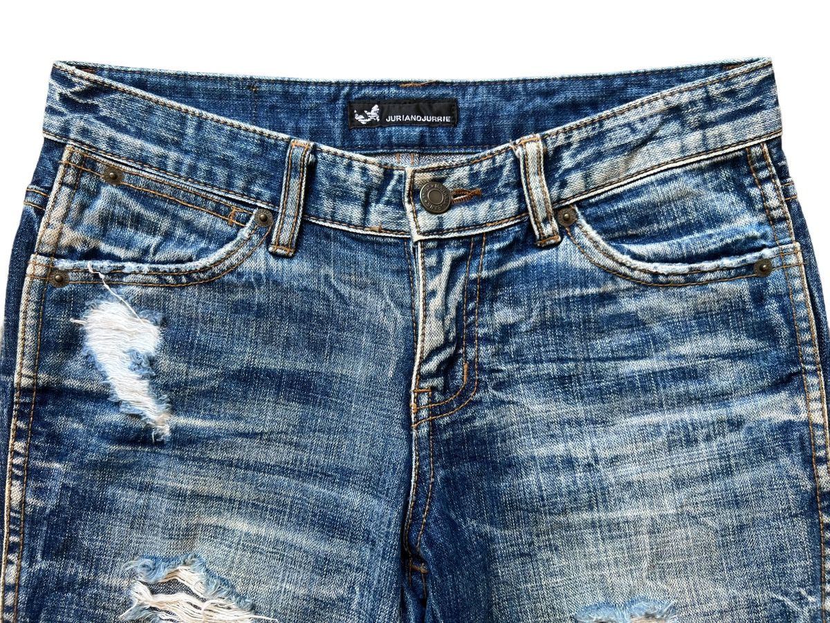 Distressed Denim - Juriano Jurrie Distressed Boot Cut Flare Denim Jeans 29x31 - 6