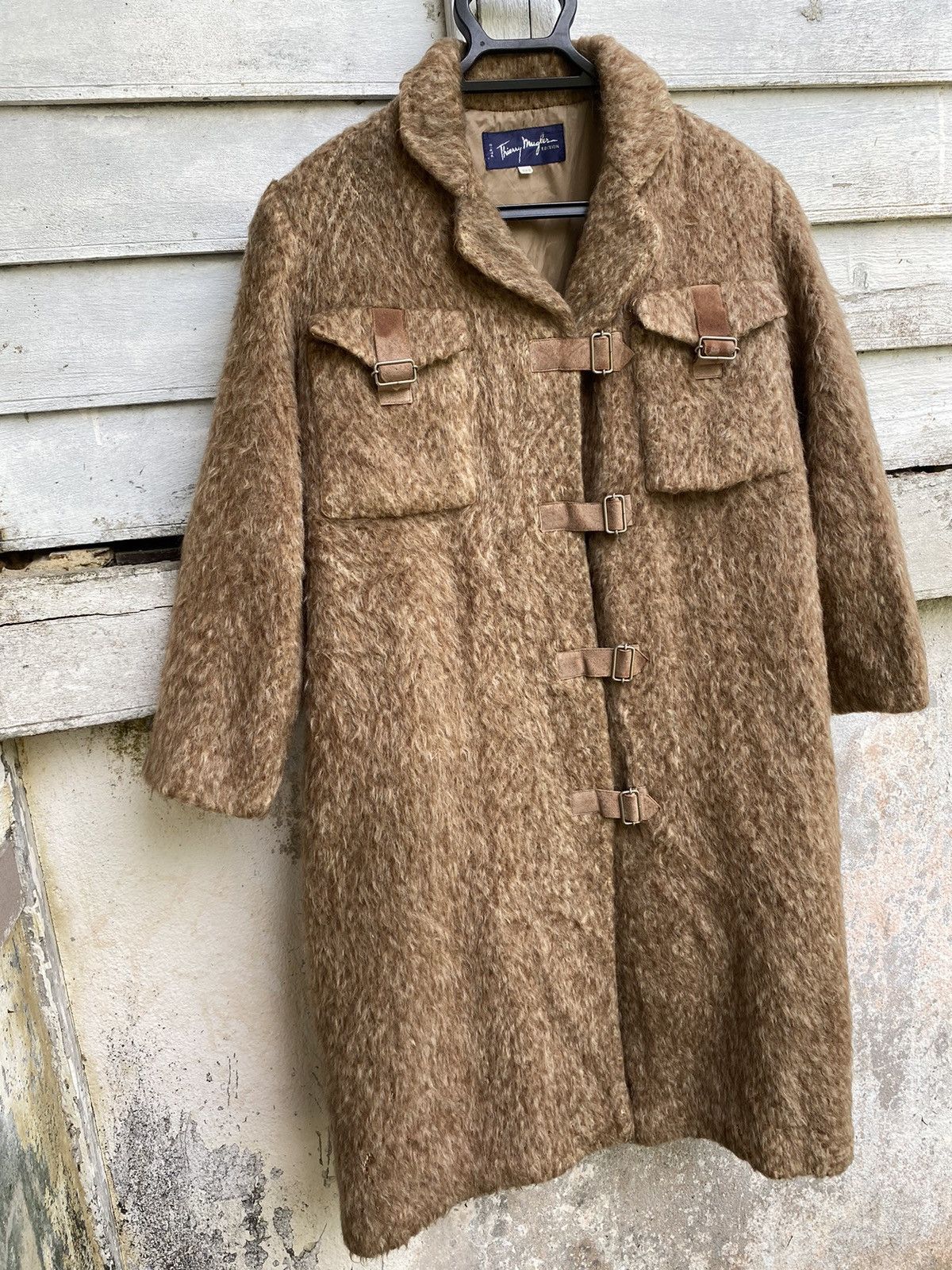 Vintage - Archival 80s Thierry Mugler Fur Mohair Leather Strap Coat - 3