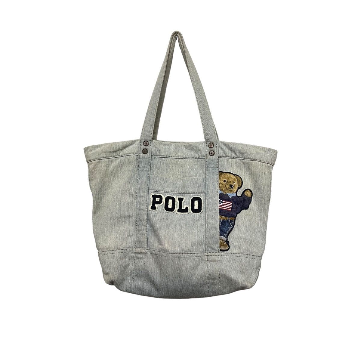 Polo Ralph Lauren Bear Rare Tote Bag Hard Cotton - 1