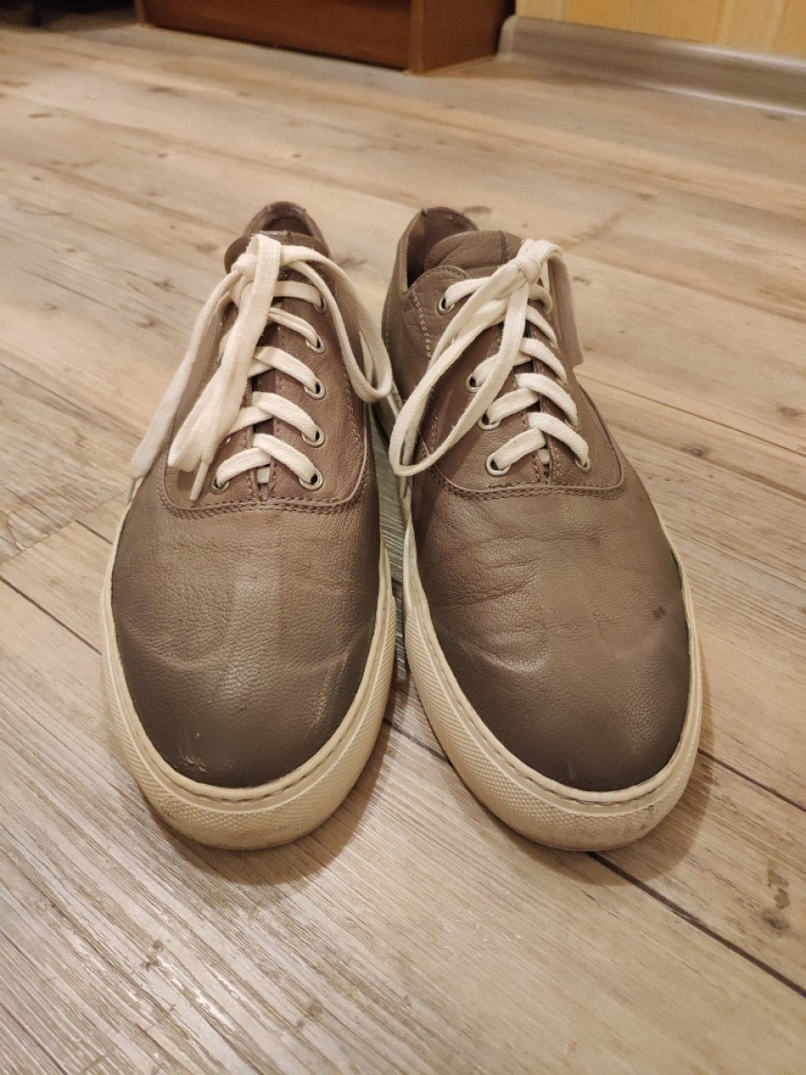 GRAIL ! Olive COVERED leather trainers by Y's. - 3