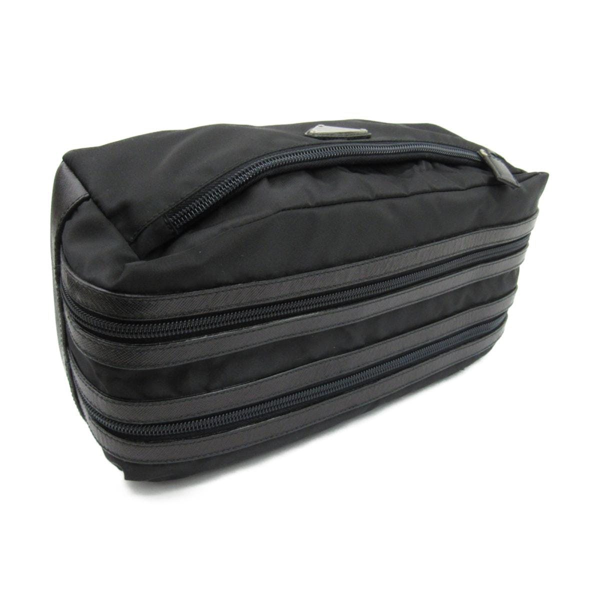 Authentic Prada Tessuto Nyalon Leather Toiletries Clutch Bag - 2