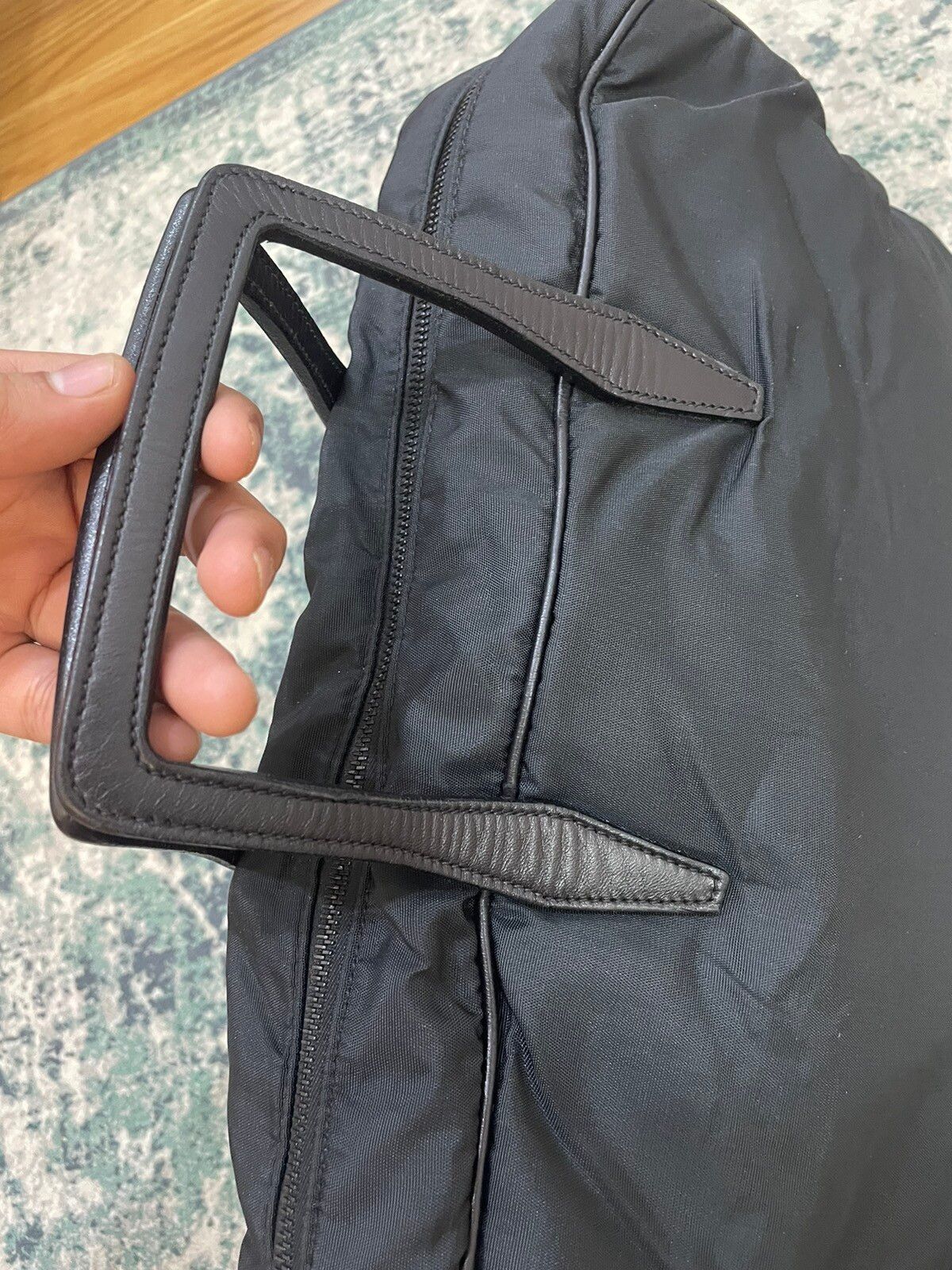 Loewe Black Nylon Leather Handle Travel Bag - 19