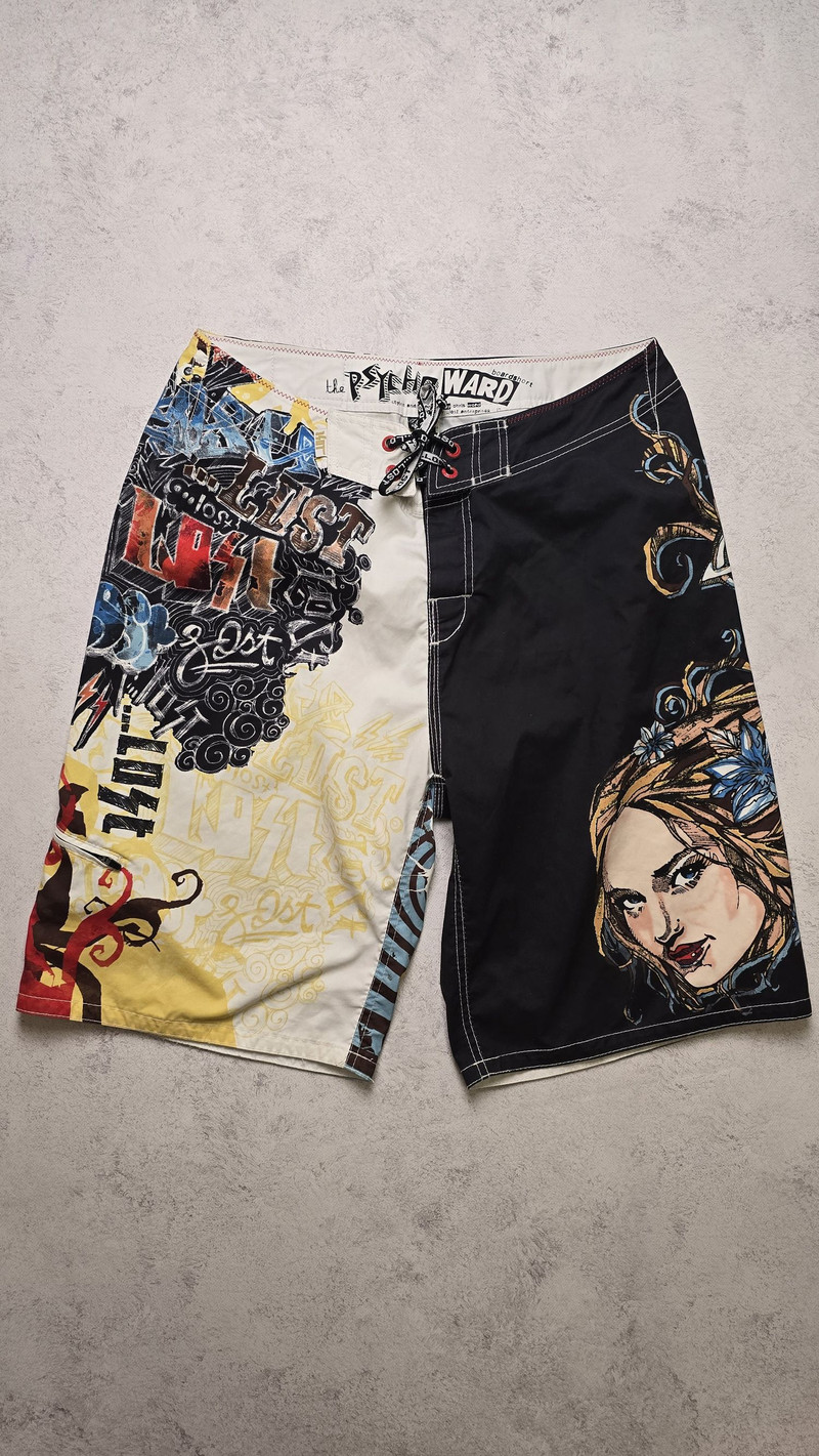 Psycho Ward Lost Enterprises Board Shorts Graphic Surf - 1