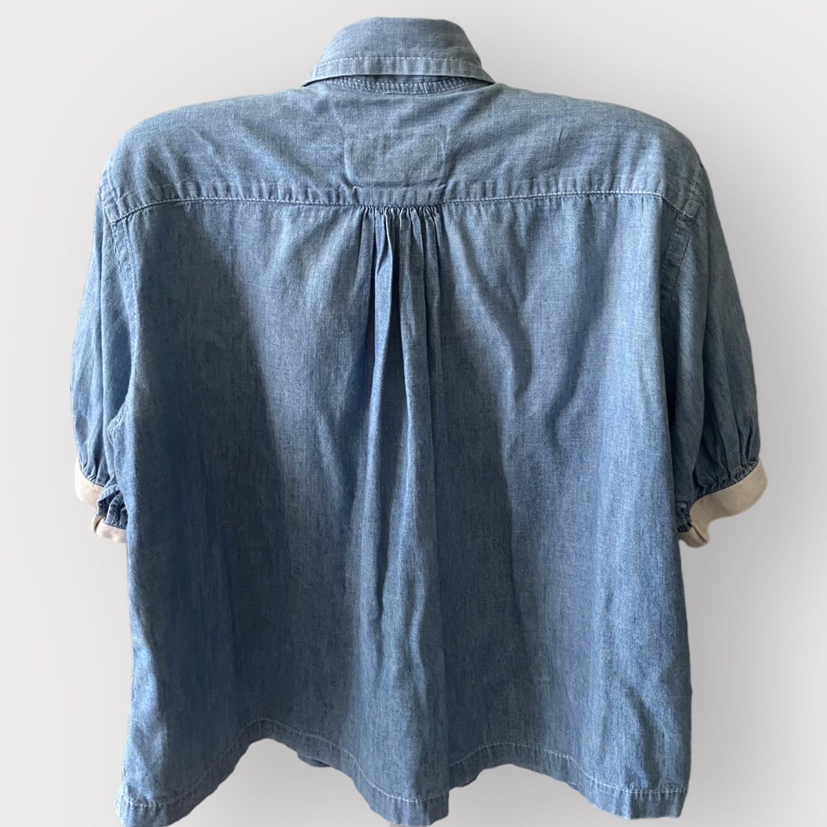 Chambray Pleated Oversize Blouse - 5