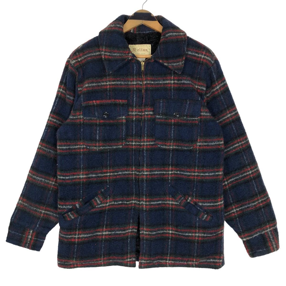 Vintage 90s Melton Outer Wear Wool Flannel Jacket - 1