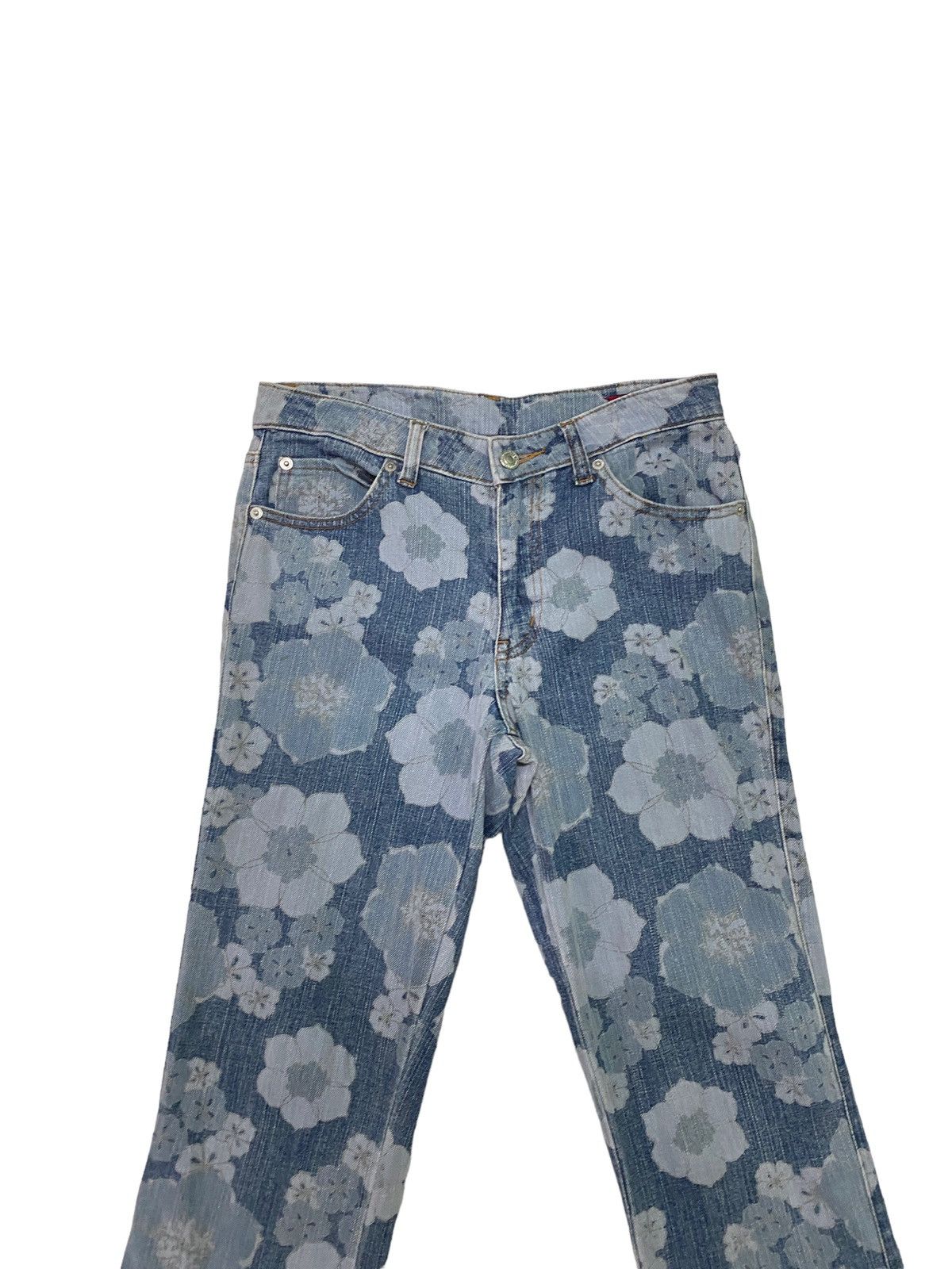 Vintage - Flared LIB-ACE Flower Acidwash Overprint Denim S46K - 5