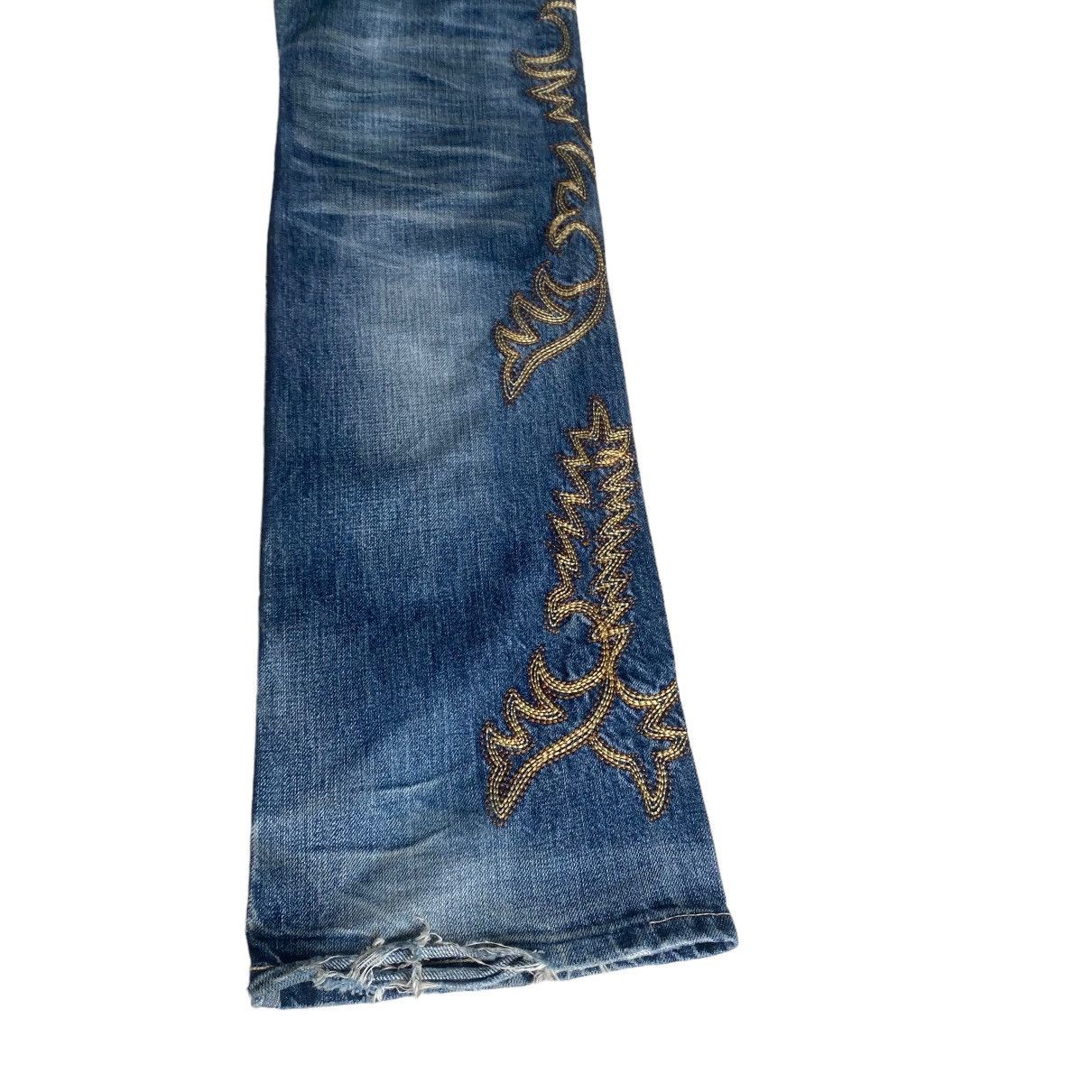 Japanese Brand - Vintage BUFFALO BOB Tribal Embroidery Flare Jeans Distressed - 15