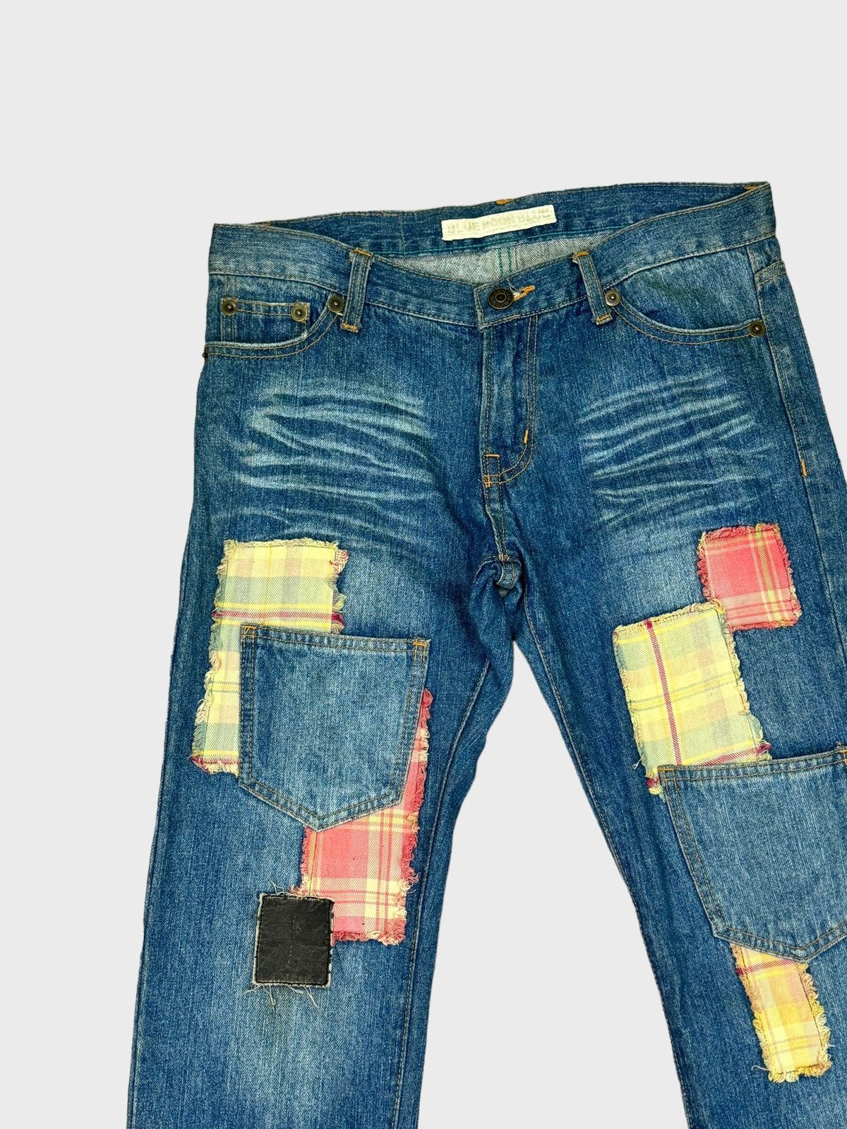 Designer - BLUE MOON BLUE Patchwork 6 Pocket Distressed Denim Pants - 4