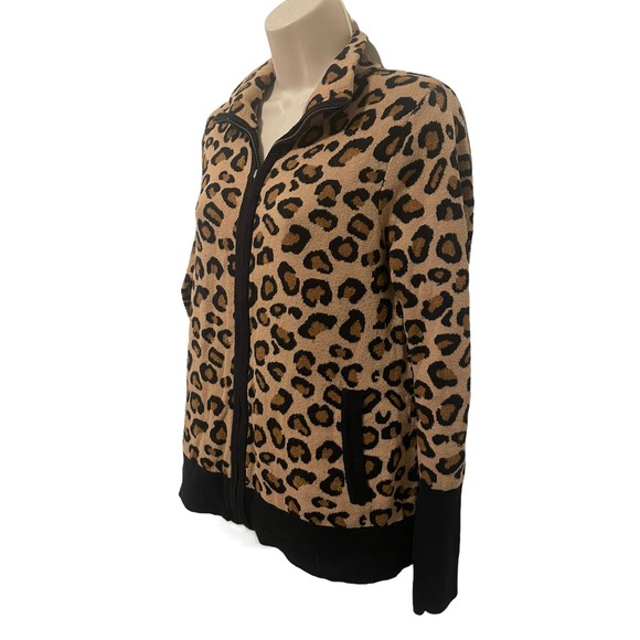 Rachel Zoe Zip Up Knit Leopard Sweater Size Medium - 3