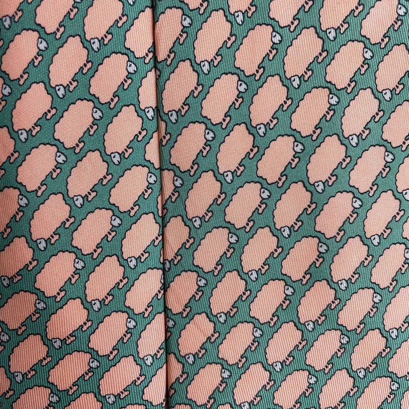 Hermes Paris Silk Tie 7367 PA Sheep Green - 1