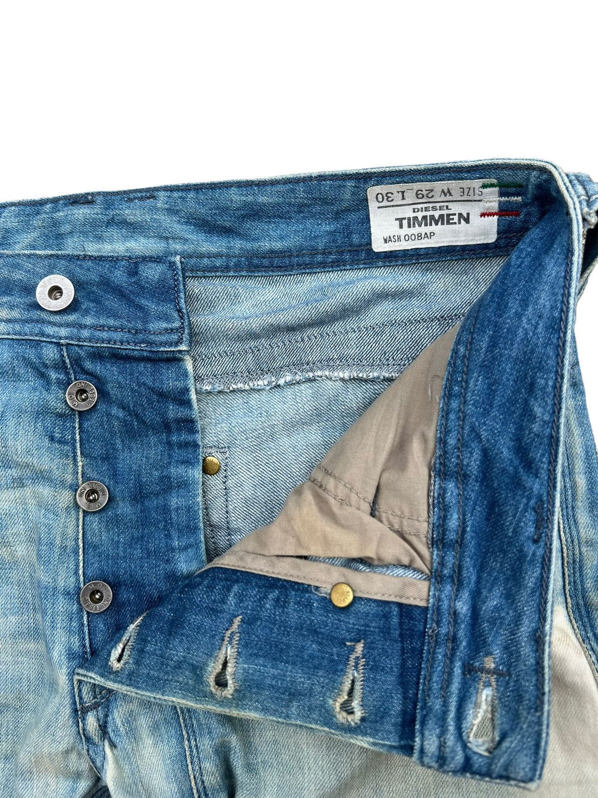 Vintage Diesel Leather Faded Distressed Denim Jeans 32x31 - 9
