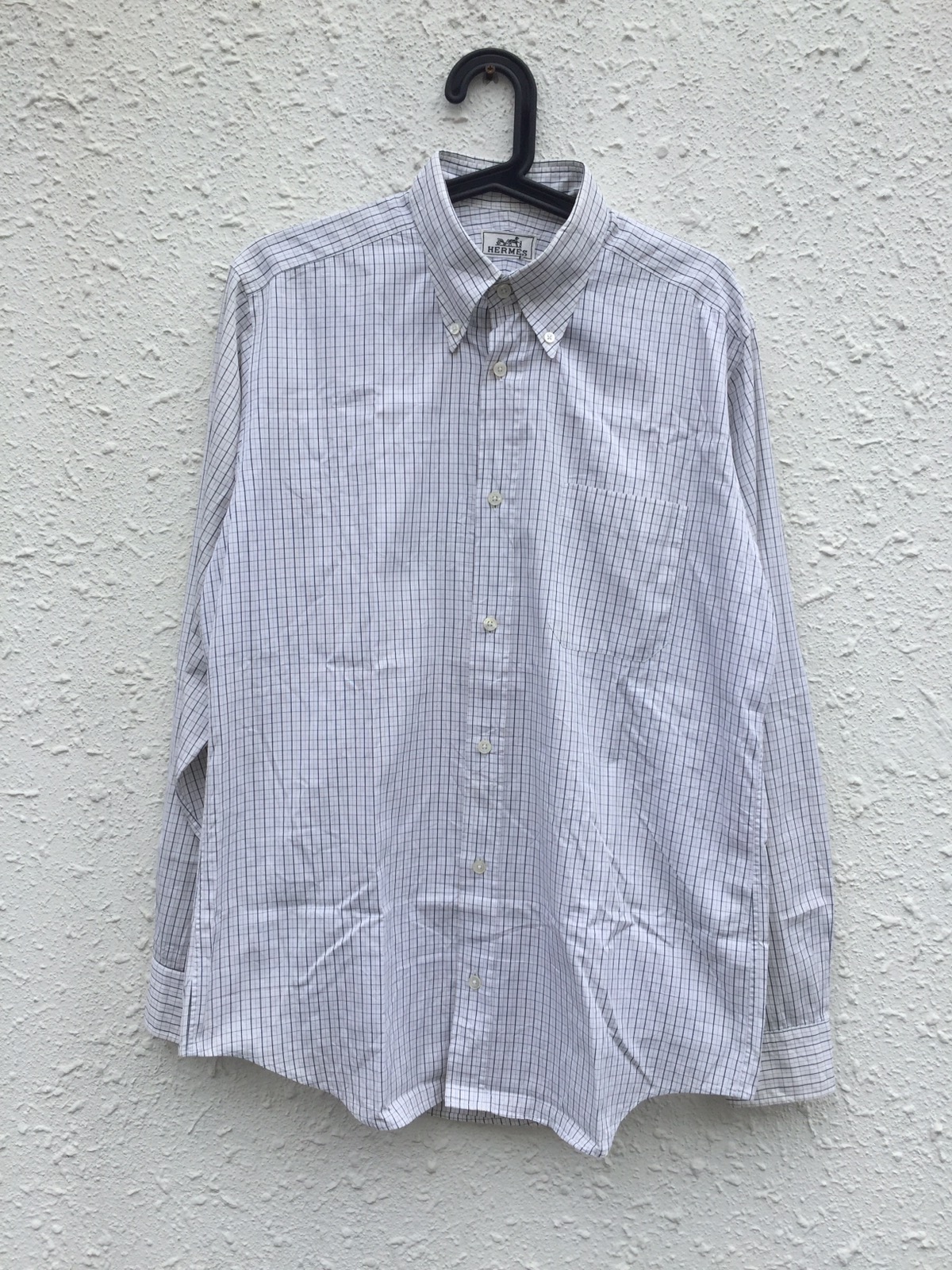 Vintage Hermes Basic Checkered Long Sleeve Shirt - 2